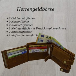 Wild Things Edition Men's Biker Genuine Leather Wallets with Trouser Chain and RFID, Cross Brown, Modern