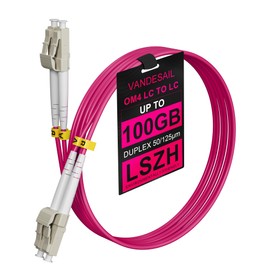 VANDESAIL LC to LC Multimode Fiber Patch Cable OM4, 1/10/40/100Gbs Duplex Fiber Jumper LC-LC Fiber Optic Patch Cable Cords MM LSZH 50/125µm for SFP+ XFP QSFP CFP modules -5M(16FT) 1 Pack