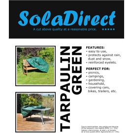 1.5 x 2 m Green Tarpaulin Waterproof Heavy Duty Tarp Sheet Cover, Groundsheet - Waterproof, Weatherproof, Frost-Resistant, UV Protection, Universal, Multipurpose, Reinforced Eyelets