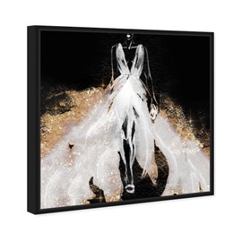 The Oliver Gal Artist Co. Fashion and Glam Framed Wall Art Canvas Prints 'Night for Stars Elegance' Dress Home Décor, 30" x 30", Black, White