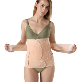 QFE Postpartum Belly Waist Binder For Women Post Partum Wrap Band Essential For Caesarean Recovery Abdominal Surgery Support (Shrimp red, XL)