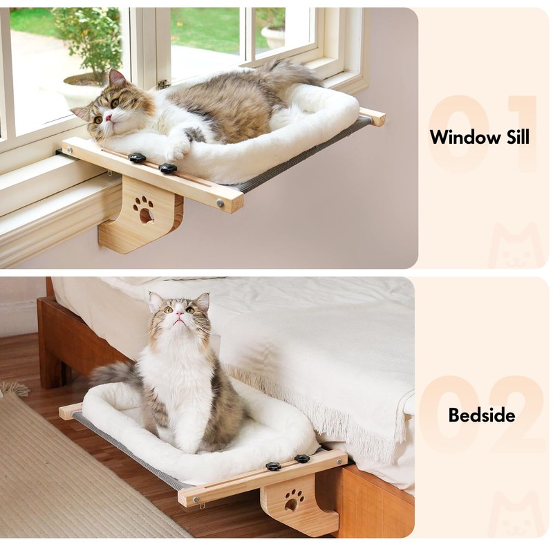 AMOSIJOY Cat Sill Window Perch Sturdy Hammock Seat with Cushion