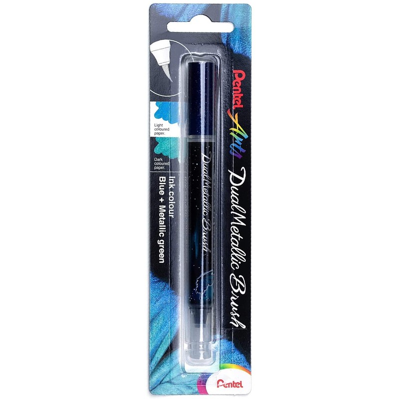 Pentel Arts Dual Metallic Brush Marker Pens - Iridescent Glitter