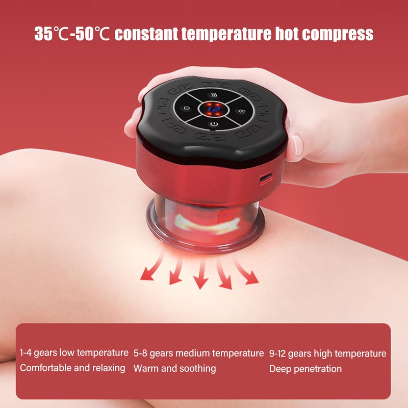 Gua Sha Cupping Massager Set 12 Gears Dynamic Hot Compress