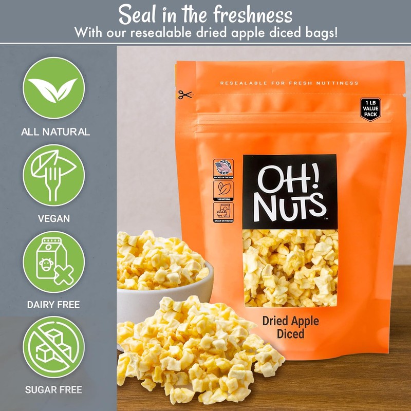 Oh! Nuts Dried Apple - 1 lb - Dried Fruit
