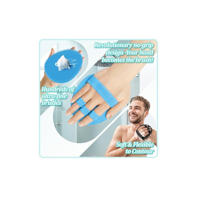 Juego Guantes Silicona Espalda Cara Baño Exfoliante Suave Cabeza Doble