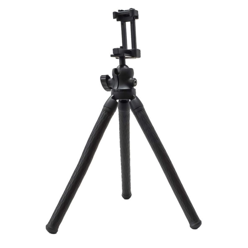 Flexible Tripod, 360° adjustment ballhead which allows for horizon, vertical,