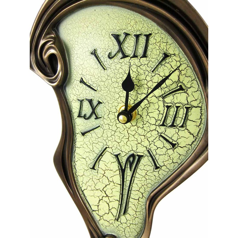 Things2Die4 Cool Bronze Finish Melted Mantel Clock Table Desk Dali