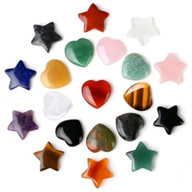 AWARDSEN 20 Pcs Crystals and Gemstones Heart Stones Healing Crystals Star Natural Reiki Spiritual Chakra Crystals Witchy Gifts Small Gifts for Women Valentine Gifts for Her
