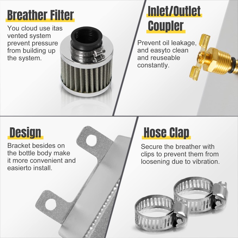 POSENG Universal Aluminum AN10 1.2L Twin Baffle Dual Filter Engine