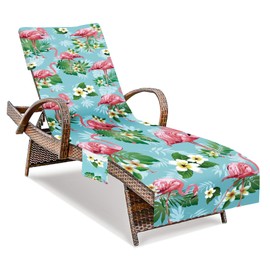 HEIFAM Flamingo Lounge Chair Towel Cover, Chaise Lounge Cover, Pool Sunbathing Beach Garden Courtyard Outdoor Trips, Large Size and No Sliding, 85 x30 in