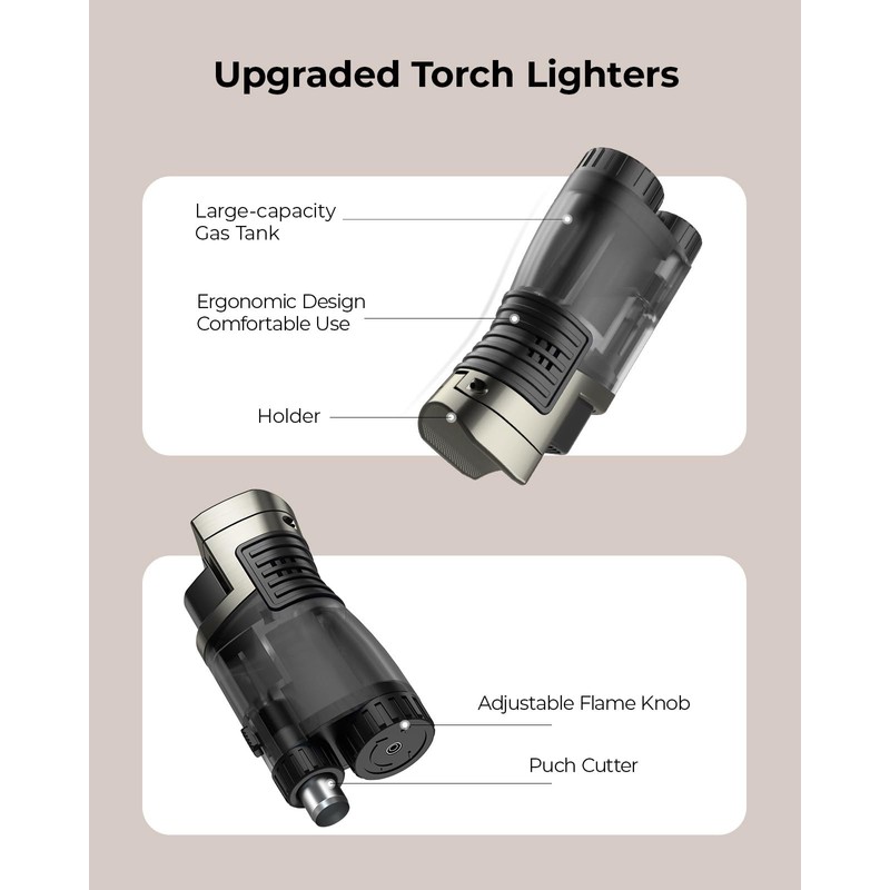 RONXS Torch Lighter, 2 Pack Triple Jet Flame Butane Cigar