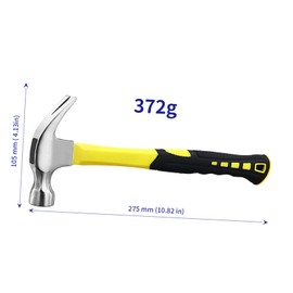 SOUJAP 2 PCS 8oz Claw Hammer, 275x105mm Carbon Steel Nail Hammer with Non Slip Handle, Framing Hammer for Repairing, Furniture Assemble