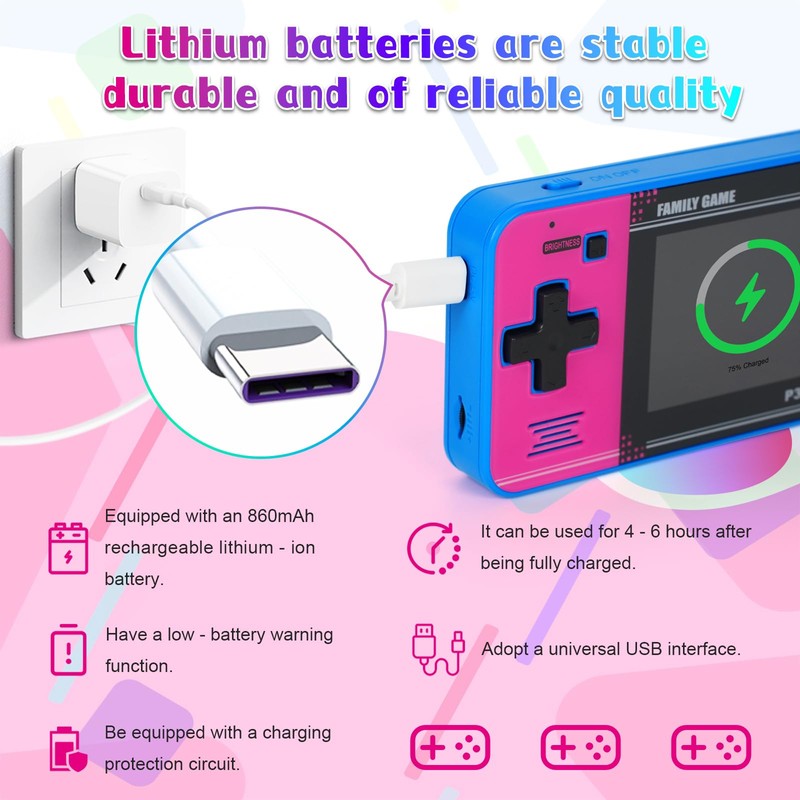 Handheld Game for Kids ，Built-in 220 32-bit Video Games, 3.0”