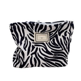 Toiletry Bag Cosmetic Bag Corduroy Cosmetic Bag Multifunctional Travel Makeup Bag Embroidery Flower Multifunction Organiser Pouch Bag Pencil Case Small Canvas Handbag Zebra