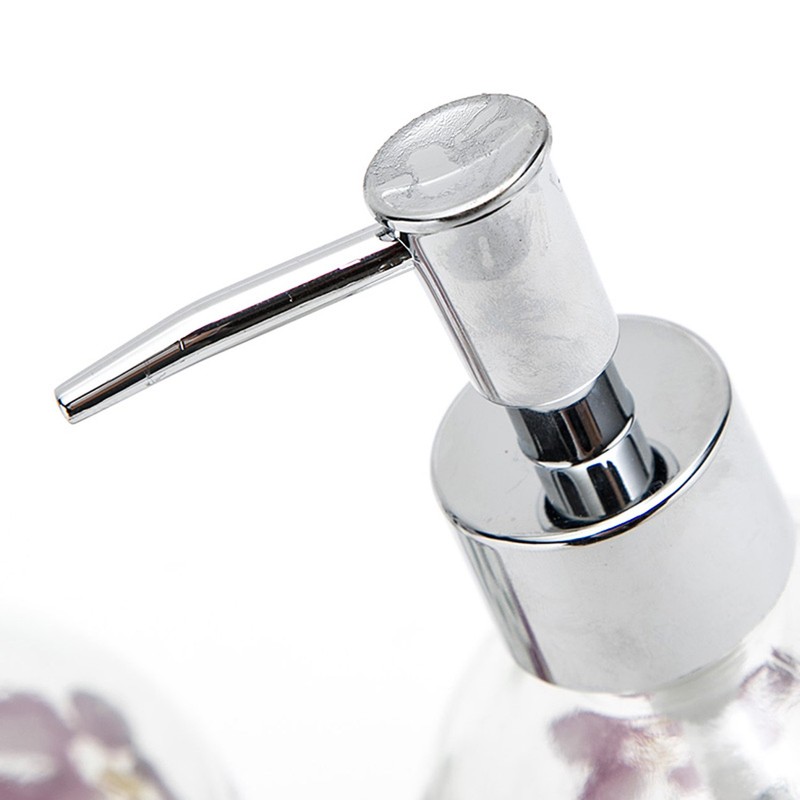 17oz Flower Glass Soap Dispenser Bottle with Plastic Pump,Set of