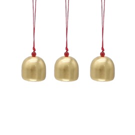 3 Pcs 1.1 Inch for Wind Chimes, Vintage Style Brass Hanging Bell, Tall Clear Ring Craft Bells,Home Garden Christmas Tree Decoration Bells (Small red rope)