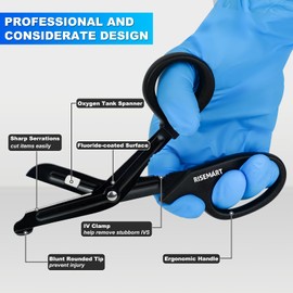 Trauma Shears & Pen light for nurses - 7.5" Fluoride Coated Medical scissors and LED Penlight for Nurse, Doctor, First Aid, EMT, EMS, Nursing (Black Bandage Scissor + White & Black Pen lights)
