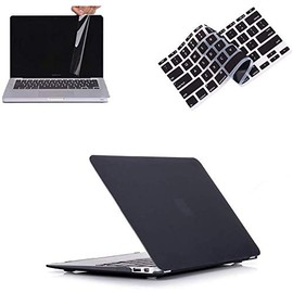 RUBAN Case For MacBook Air 11 Inch Release (A1370/A1465) - Slim Snap On Hard Shell Protective Cover and Keyboard Cover, Screen Protector for MacBook Air 11, Black