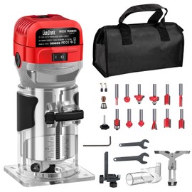 Router Tool 800W 13000-33000 RPM 6 Variable Speeds Wood Router for Woodworking Tools Compat Router Plunge Router Trim Router with 12pcs 1/4" Router Bits 31000r/Min 120V,Tool Box(US6)