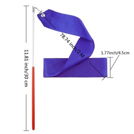 Saktopdeco Blue Rhythmic Gymnastics Set of 2 Gymnastics Ribbon Dance Streamers Sticks for Kids Talent Shows Gymnastics Party Favors