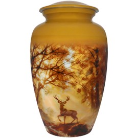 NANIURN Cremation Urns for Burial,Urn for Ashes Adult Male & Women,Funeral Urns for Ashes,Erns,Memorial Urn,Yellow Deer Adult - Large Size