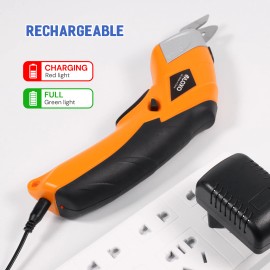 Cordless Electric Scissors for Leather,Cardboard,Clothes-3.6V Heavy Duty Fabric Cutter With 2000mAh Batterypower: orange(two scissor heads)