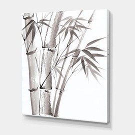 DesignQ Palm Bamboo Detail III Traditional Canvas Wall Art,Grey