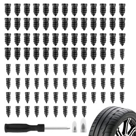 VKQTS 100PCS Car Tire Plug Kit,Practical Tire Screw Plug Repair Kit with Screwdriver/Tires Repair Rubber Nail for Quick Repairs,Essential Car Accessories Tires Repairs Screws