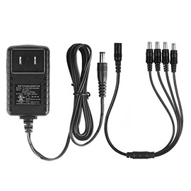 AC 100-240V to DC 12V 2A Power Supply Adapter with 4 Way Splitter Cable for Security Camera DVR Led Strip UL Listed FCC
