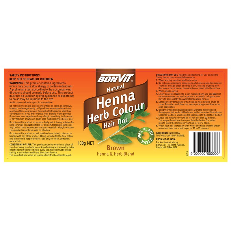 Bonvit Natural Hair Tint Henna Herb Colour (Henna & Herb