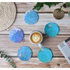 Absorbent Drink Coasters Set of 6, Blue Ceramic Coasters Cork