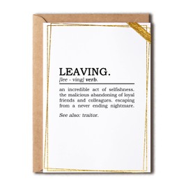 LillaGifts Leaving Definition Card - Funny Leaving Card - Leaving Card For Work Friends, 5 x 7 inches