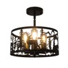Sloped Rustic Semi Flush Mount Ceiling Light Fixture,3-Light Round E26