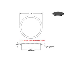 2 2 inch Flush Mount Black Plastic Body and Sheet Metal Hole Plug Qty 10 by Caplugs