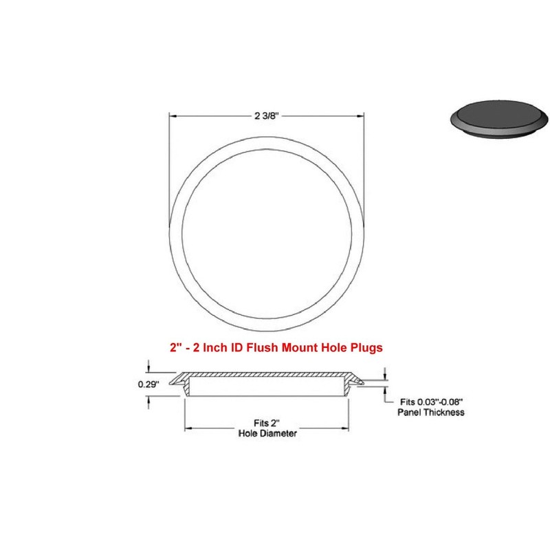 2 2 inch Flush Mount Black Plastic Body and Sheet