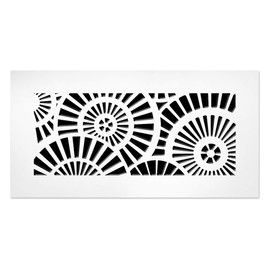 SABA Air Vent Cover Grille - Acrylic Plexiglass 6" x 10" Duct Opening (8" x 12" Overall) White Finish Decorative Register Covers for Walls and Ceilings, Waterwheel