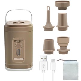 Mini Electric Air Pump, 2-in-1 Electric Pump Inflate and Deflate, Electric Air Pump for Air Mattress/Vacuum Bags, Portable Air Bed Pump, Camping Air Pump Electric Mini with 5 Nozzles and LED