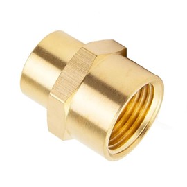 FloFlex 2 Pcs Female Brass Straight Reducing Coupler Fitting, 3/8" NPT x 1/8" NPT Hex Head Hose Adapter for Air, Fuel, Oil, Water Pipe Connection