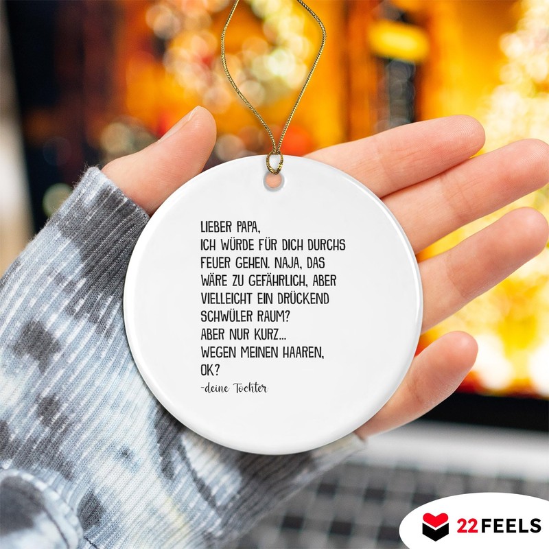 Papa Christmas Decoration Tree Pendant Ceramic Round Advent