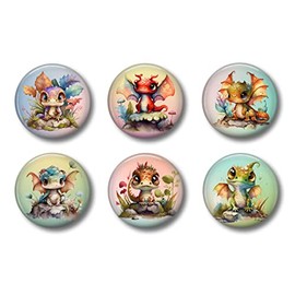 Baby Dragon Decor Birthday Decorations - Locker Fridge Magnets - Set of 6 - Party Favors - Cute Whiteboard Refrigerator Magnets for Home Office Decor School or Kitchen