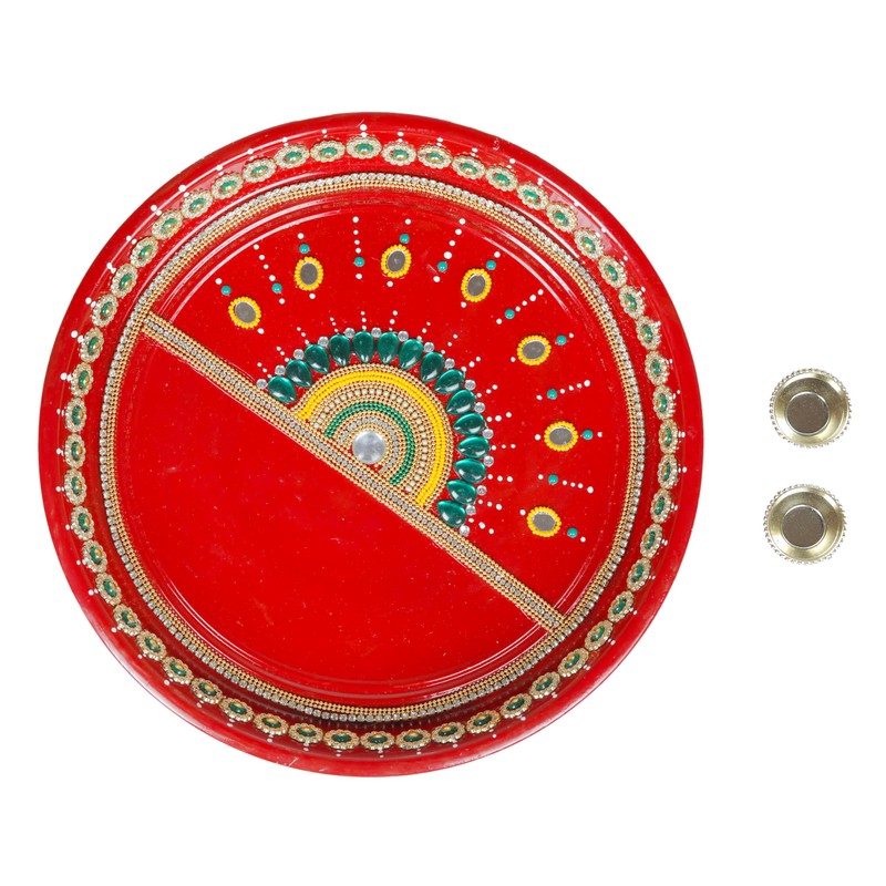 Aditri Creation Decorative Pooja Thali Plate Platter Stainless Steel Puja