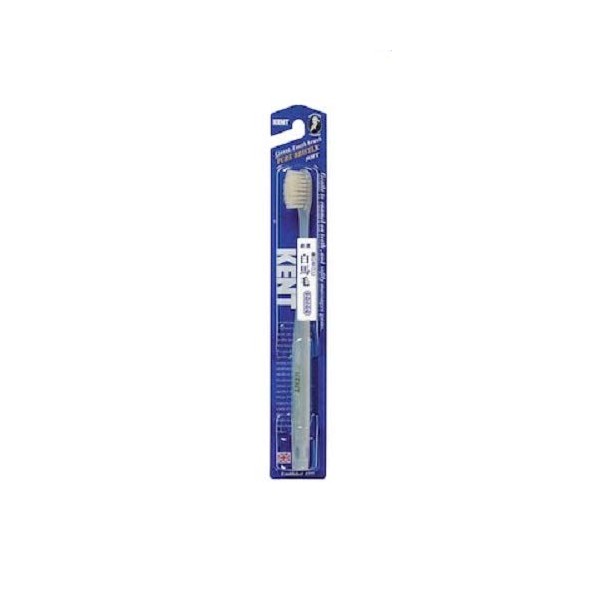 KENT KNT-1132 White Horse Hair Toothbrush, Soft, Compact Head