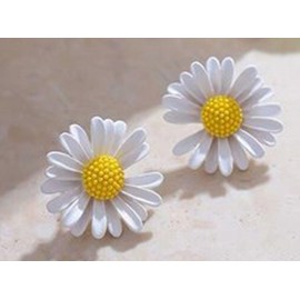 Miniblings Daisy Stud Earrings Flower Blossom Spring White – Original Fashion Jewellery I Earrings Stud Earrings, Plastic