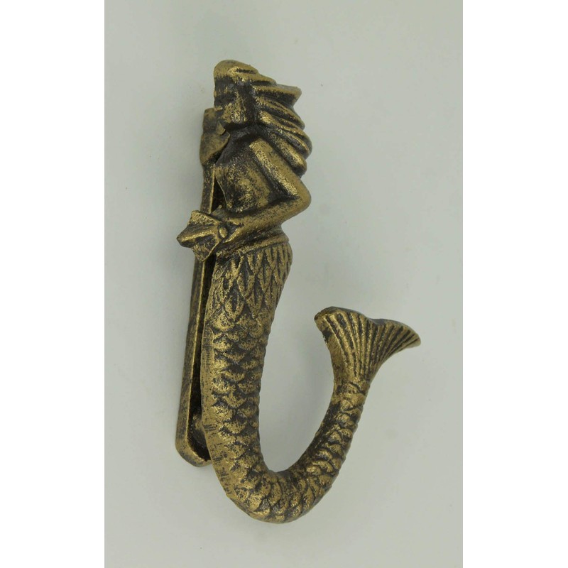 Zeckos Enchanting Antique Bronze Finish Cast Iron Mermaid Door Knocker