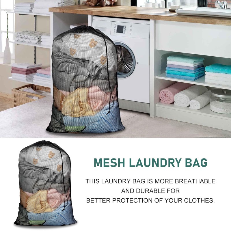 2 Pack Extra Large Mesh Laundry Bag with Drawstring, 23.6×35.4inch