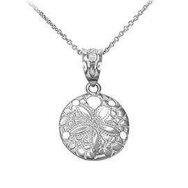 Dainty Sterling Silver Sea Star Charm Sand Dollar Round Pendant Necklace, 18"
