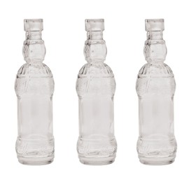 Luna Bazaar Small Vintage Glass Bottle (7-Inch, Ms. B Design, Clear) - Flower Bud Vase - for Home Decor and Wedding Centerpieces