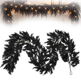 9ft Black Halloween Garland, Gothic Hanging Vine Party Decoration