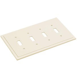Henne Bery Modern Edge Decorative Wall Plate Switch Plate Outlet Cover, Durable Solid Zinc Alloy (Quad Toggle, Light Almond)